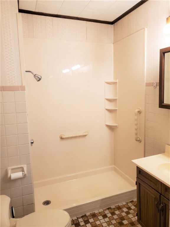 Bathroom with shower.