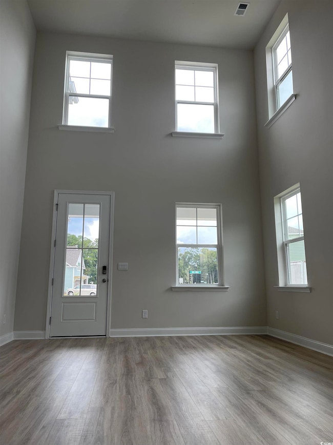 Entryway featuring a towering ceiling, a wealth of