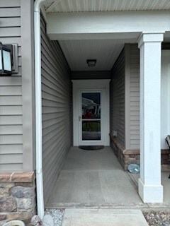 Covered entrance to front door