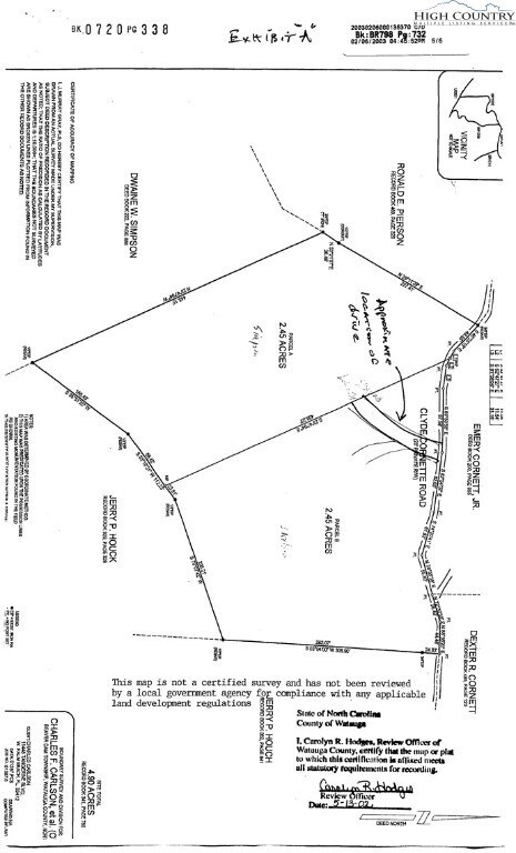 Approximate easement location to access property.
