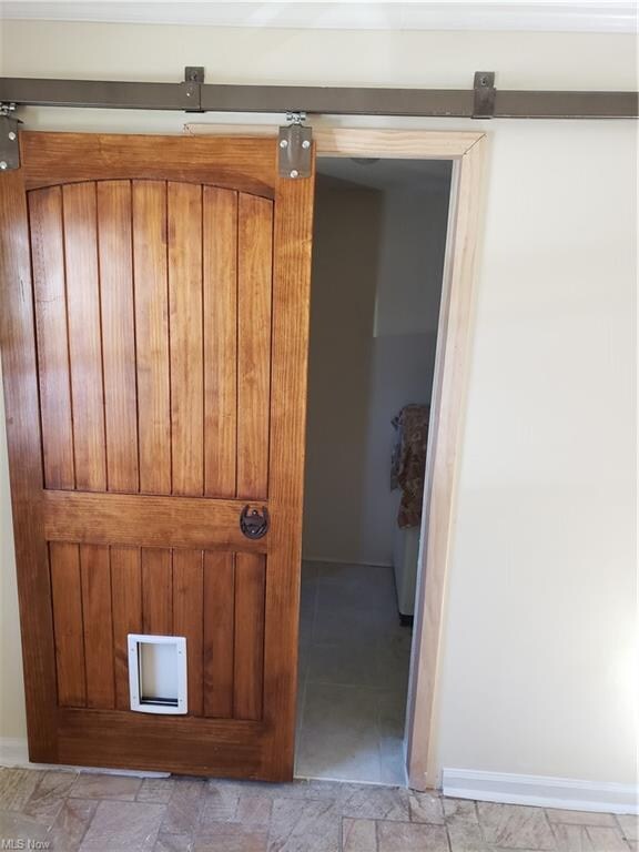 Barn door to laundry area