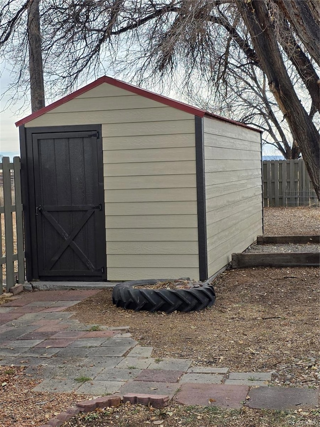 Shed in back yard of House