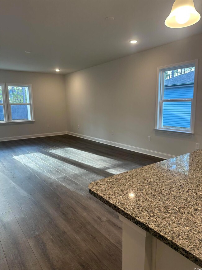 Empty room featuring dark hardwood / wood-style fl