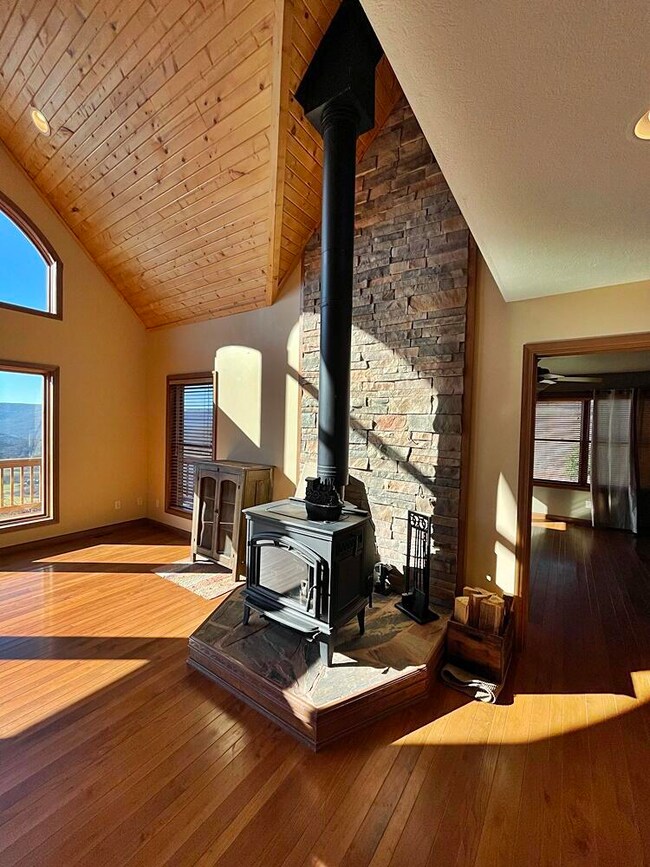 wood stove heats whole house