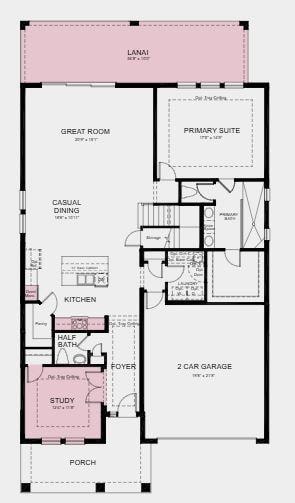 Structural options added Include: Extended covered lanai, and gourmet kitchen, study in place of flex.
