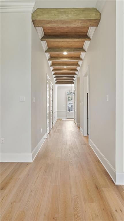 Entry Hall with Cypress Beams and Bead Board Ceili