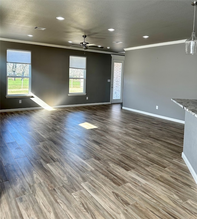 Open concept living, dining and kitchen.