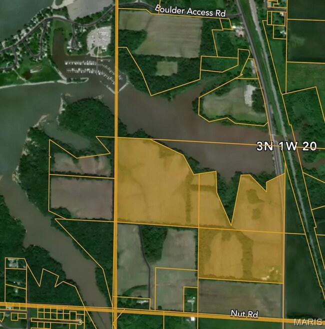 Aerial view of property's location featuring property boundaries highlighted