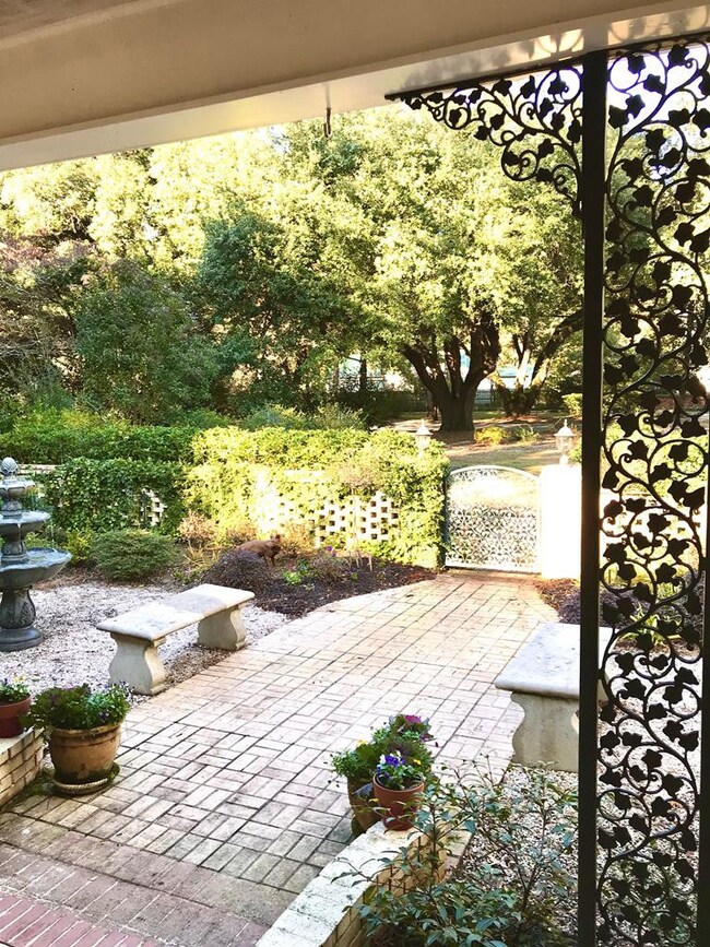 Private walled front garden