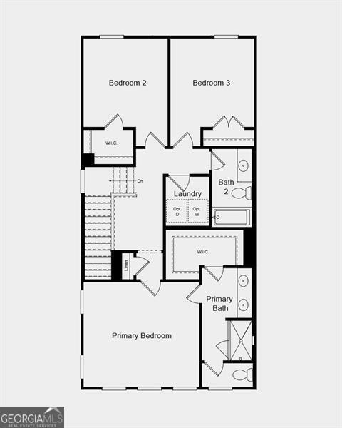 Upper Level Floor Plan - Additional highlights include: covered patio, open railing staircase and LVP stair treads