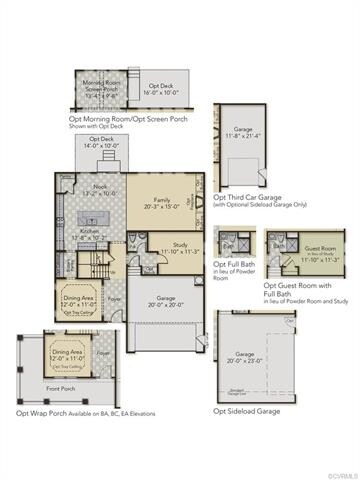 First Floor Layout - home has the Opt side load ga