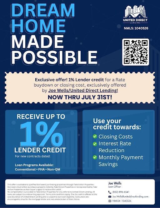 1% Lender credit Thru July 31