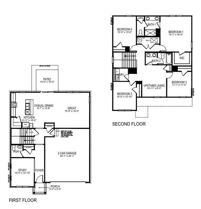2 Story |  2356 sq ft | 4 Bed | 2.5 Bath | 2 Car G