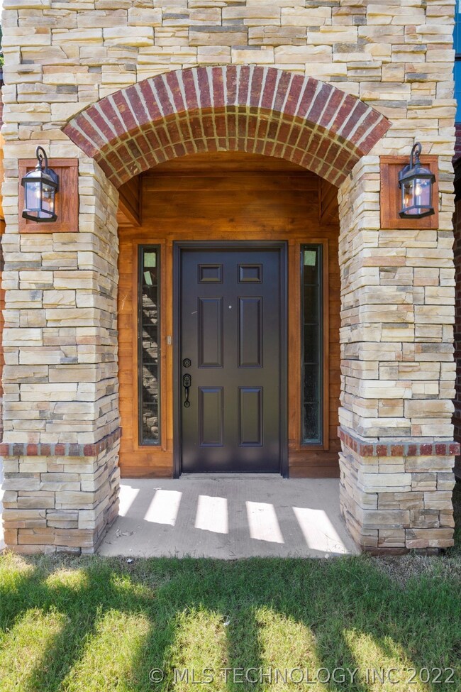 Stacked Stone at Front Porch Entrance