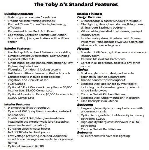 Toby A Standard Features - All plans, pricing, & s