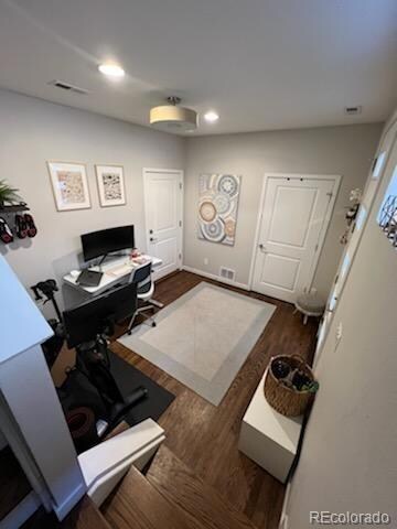 Entry; door to garage on left, closet center and b