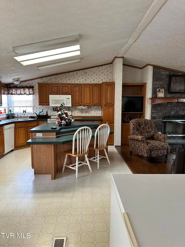 kitchen and family room