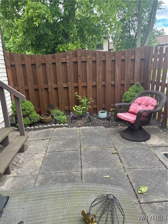 Enclosed private patio.