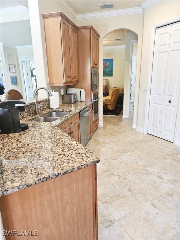 Kitchen featuring stainless steel appliances, crow
