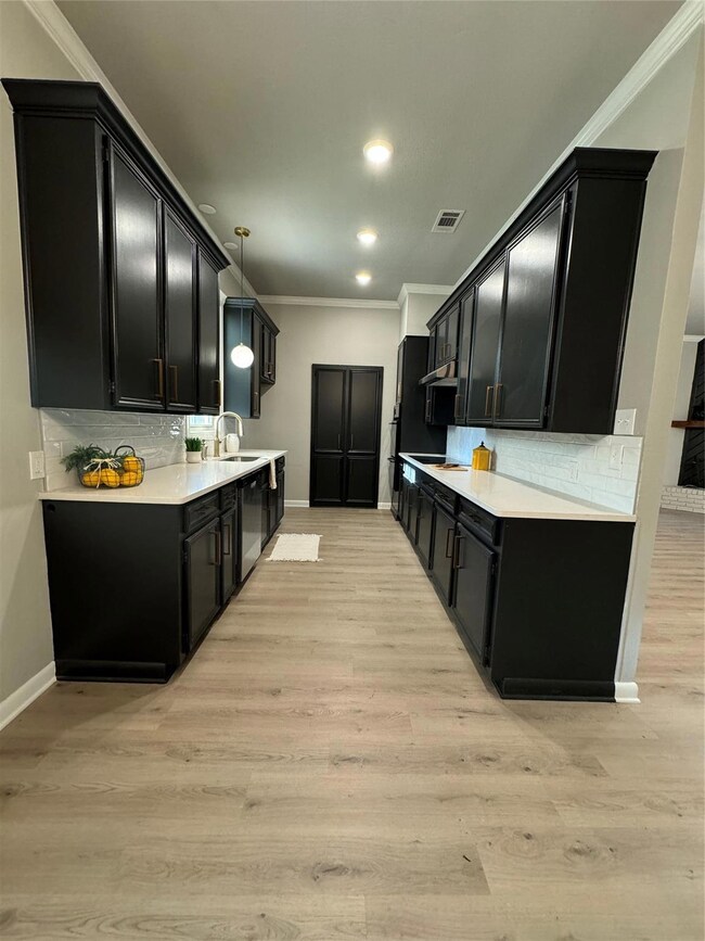 Kitchen featuring pendant lighting, dishwasher, li
