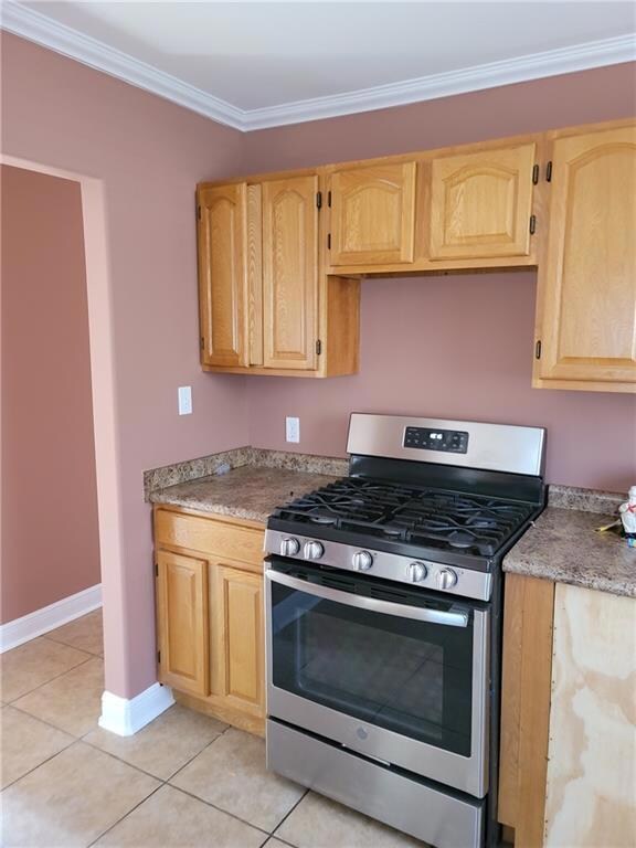 New gas stove in the kitchen