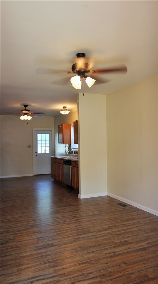 Open concept living room into kitchen