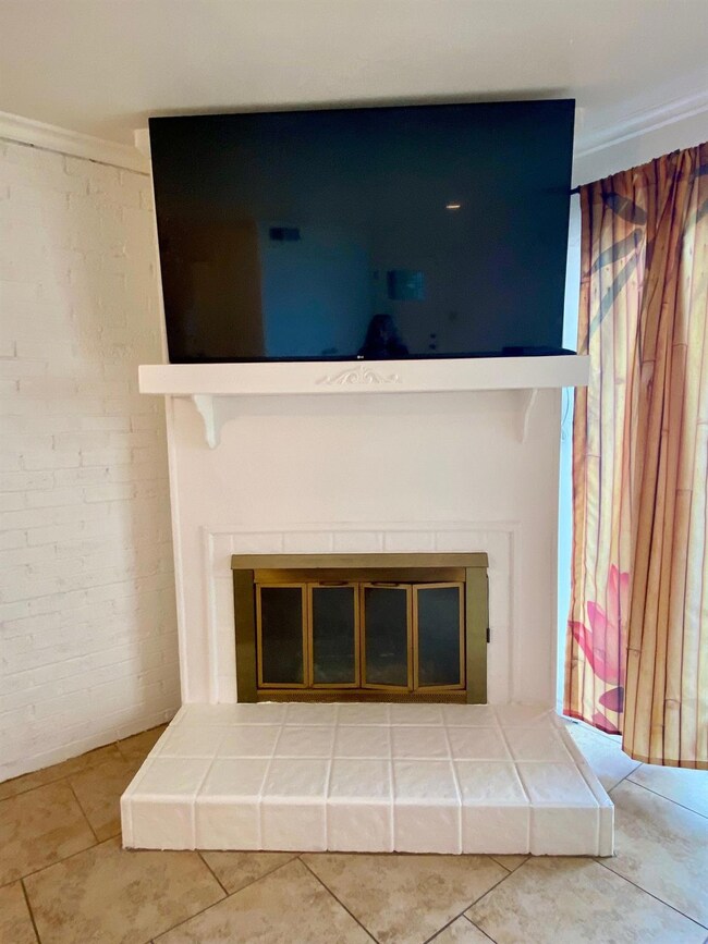 Wood burning fire place.