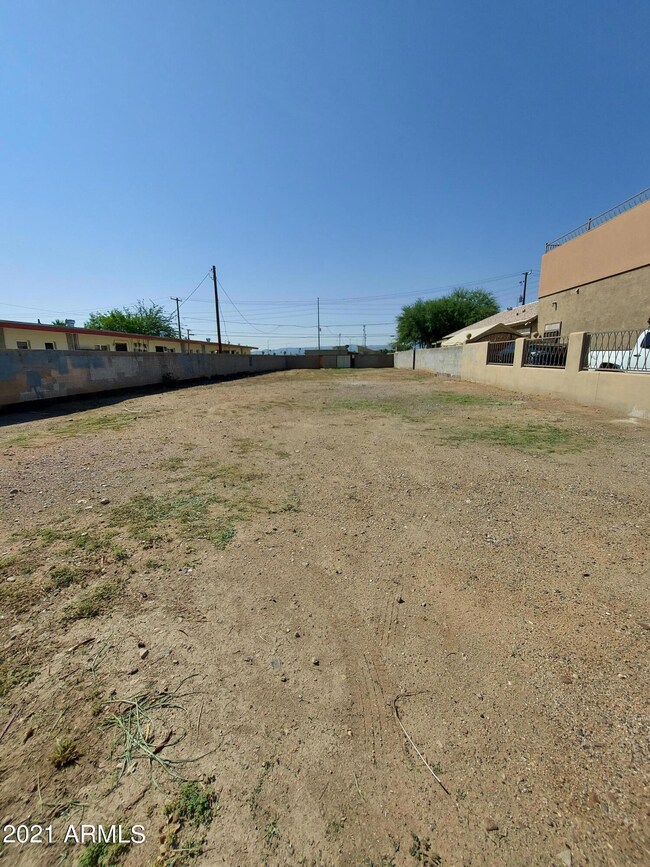 Front of lot, view of back gate