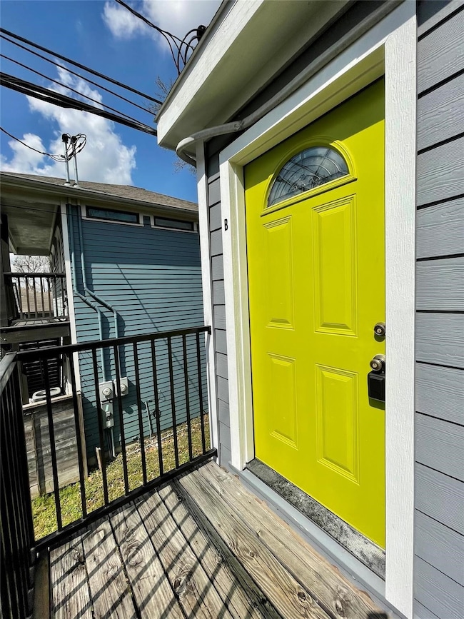 This bright colored door is the entrance to your cozy apartment.