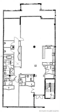 Apartment blueprint. Bottom is East top is West. B