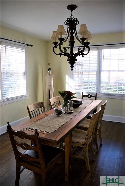 Detail of dining room, plenty of natural light, ha