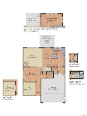 First Floor - Study and Full Bath options are incl