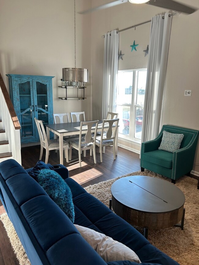 Living room looking into dining area