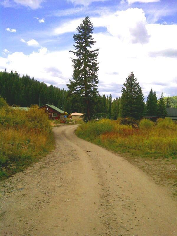 Looking down the street from in front of