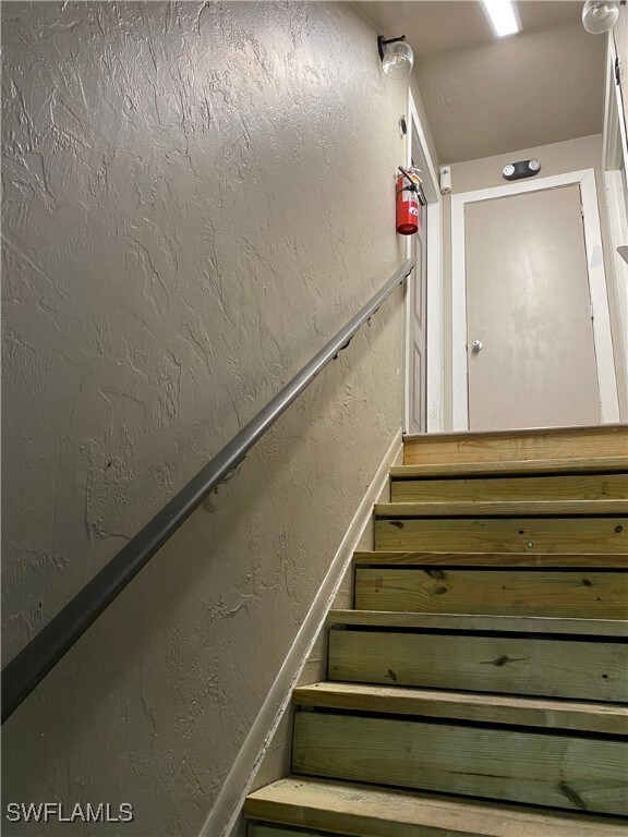 Stairs with a textured wall