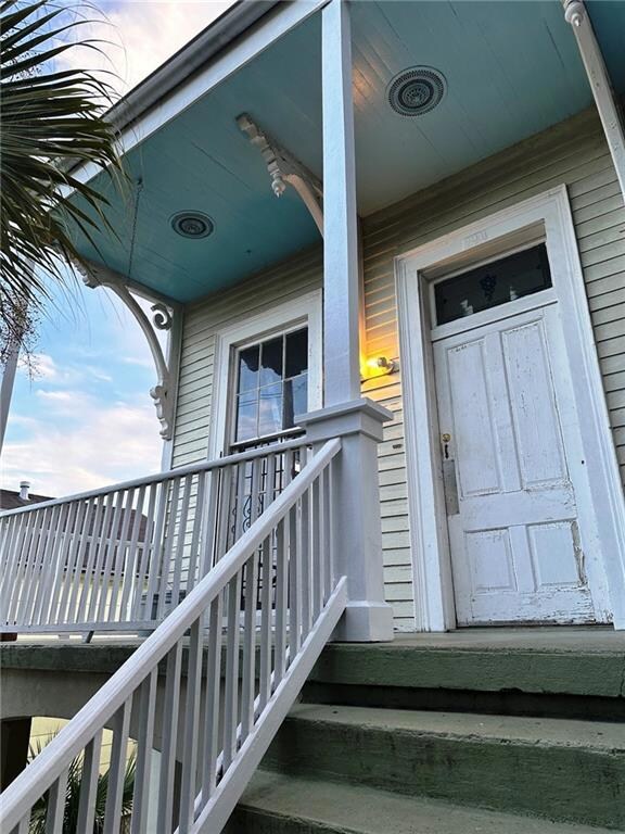 Front door of upper left unit