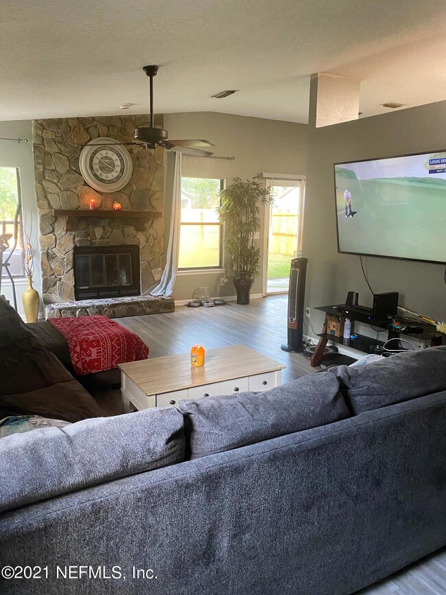 living room with fireplace
