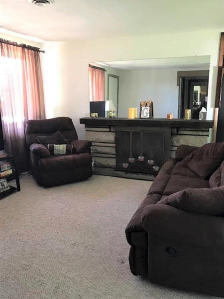LIVING AREA WITH STONE FIREPLACE