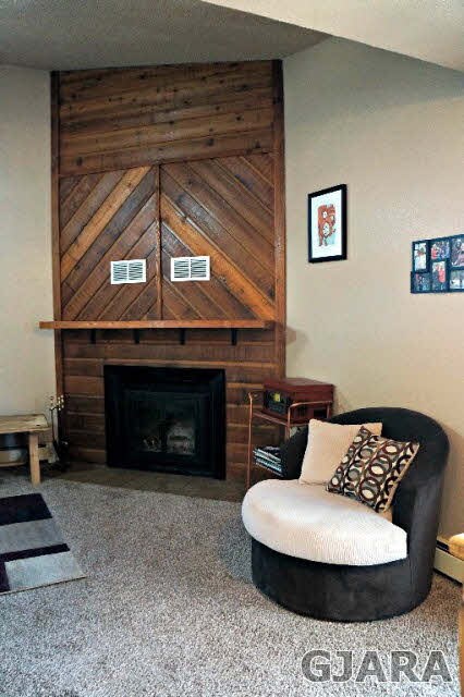 Wood Burning Fireplace With Wood Hearth