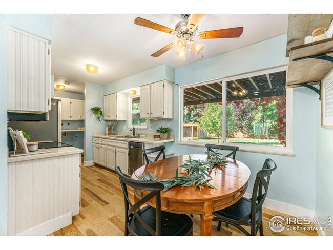 Dining opens to kitchen