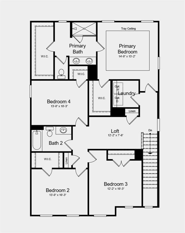 Second Floor Plan - Additional highlights include: extended flooring at main living area and outside vent hood