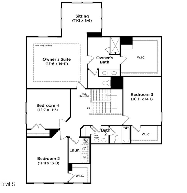 Drayton Floorplan Second Level with Sitt