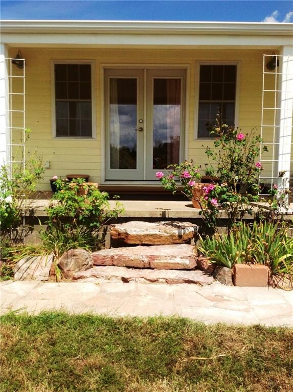 Natural Rock Landscape/French Door Entry
