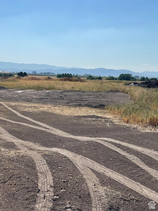 View of street with a rural view and a mountain view