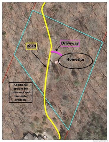 GIS map and general location of road, driveway, and homesite. NOT TO SCALE
