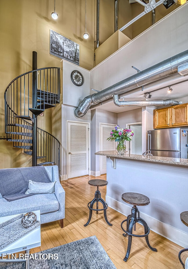 Spiral staircase to the 2nd floor