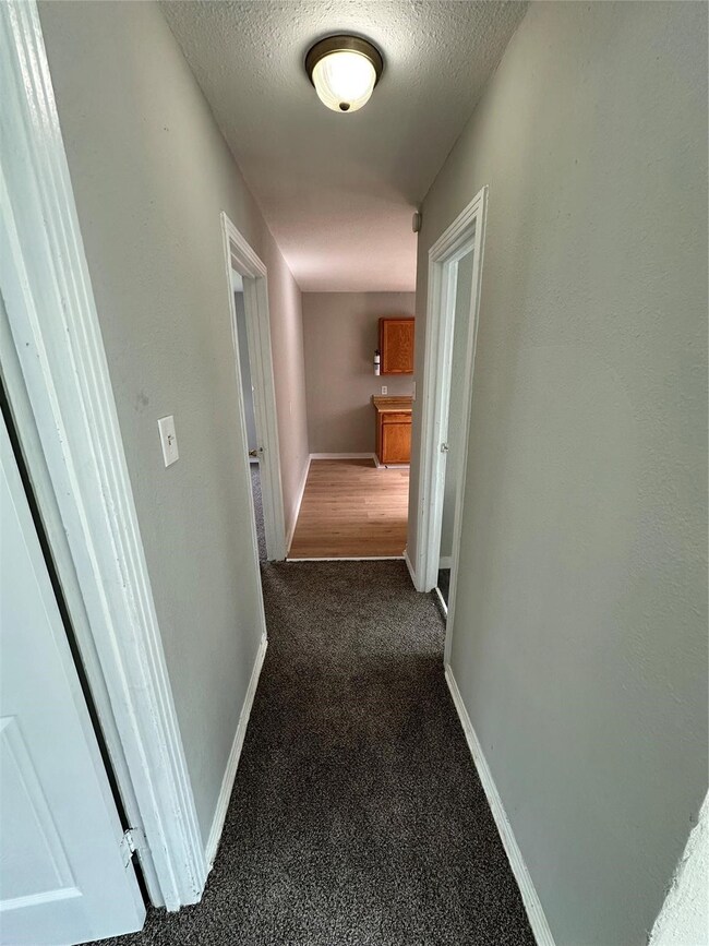 Hallway from living room to kithchen. Bedrooms on