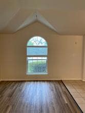 Bonus room with vaulted ceiling and wood finished floors