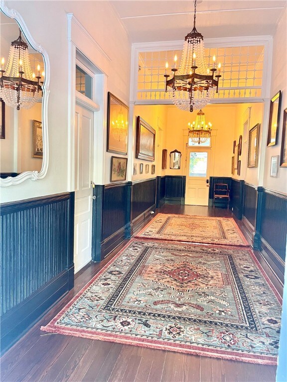 Hallway that completely splits the two units