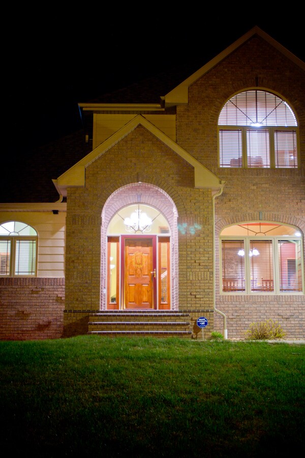 Front entry at night